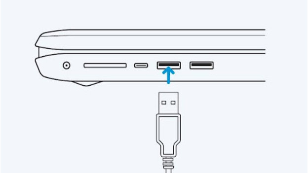 Sluit het toetsenbord aan via de usb A poort