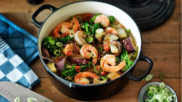 Dutch oven with soup