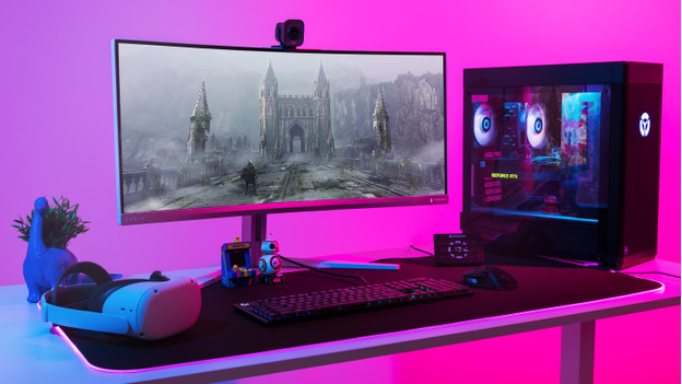 Game with a Lenovo desktop PC setup.