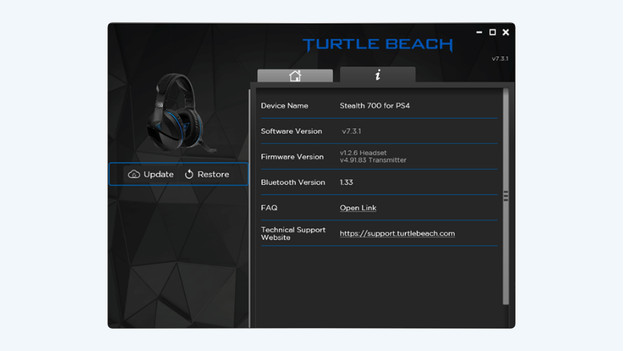 Screenshot van de Turtle Beach recovery tool