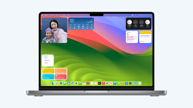 Sonoma widgets on theMacBook desktop