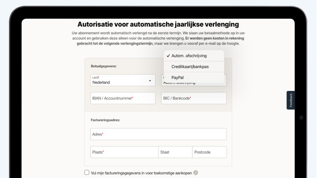 Betalingsgegevens invullen