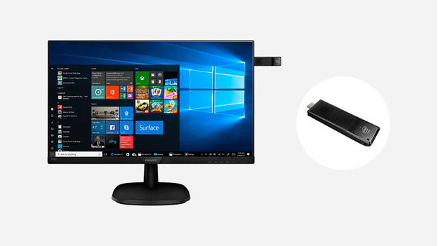 Stick pc in een monitor.
