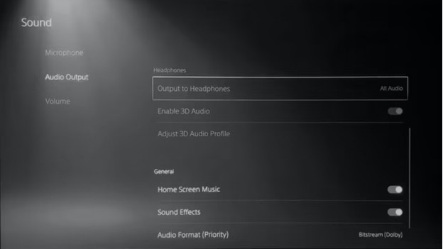 Playstation audio shop output settings