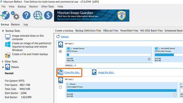 Kloon je data met Macrium Reflect of andere software