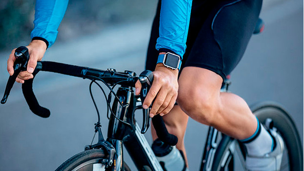 Cyclist with bike watch