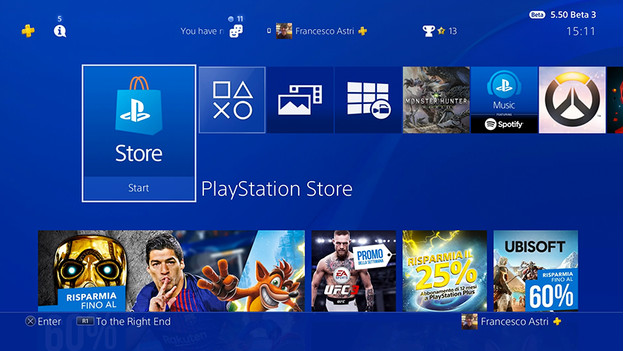 PlayStation main menu