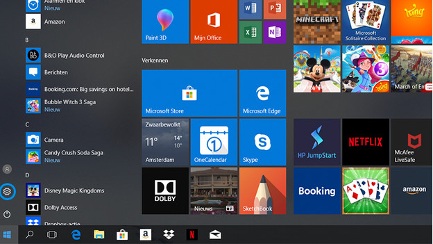 Windows 10 startmenu. 