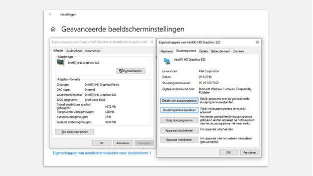 Drivers updaten in windows instellingen