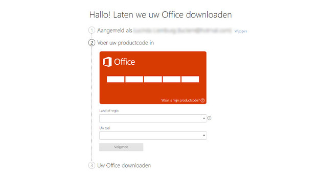 Activeer Microsoft Office via de Microsoft website.