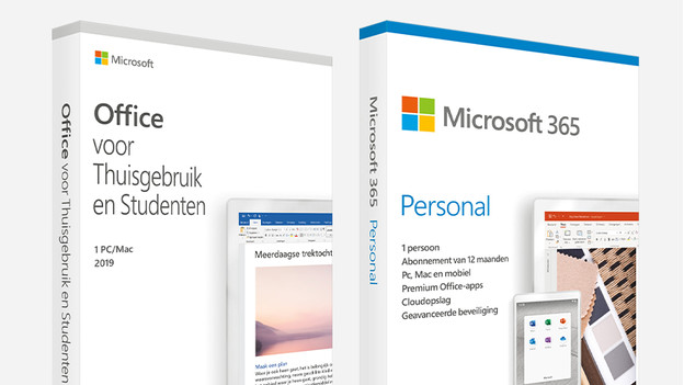 Verschillende soorten Microsoft Office pakketten. 