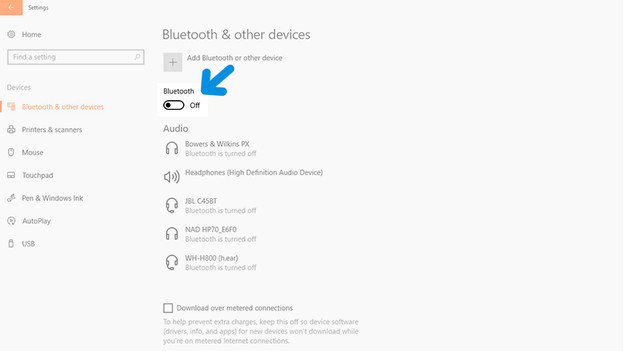 Turn on Bluetooth