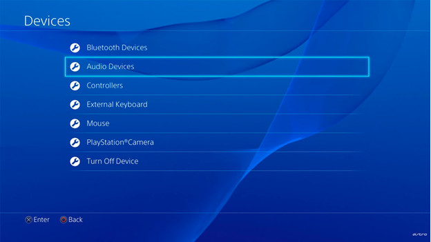 Set up audio device on PS4