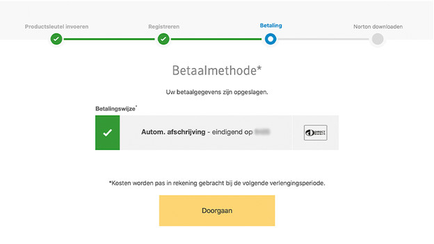 Verificatie betaalgegevens Norton