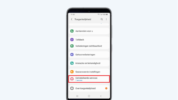 Instellingenmenu op een Android telefoon