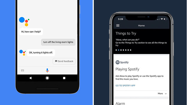 De Google Assistent app en Amazon Alexa app