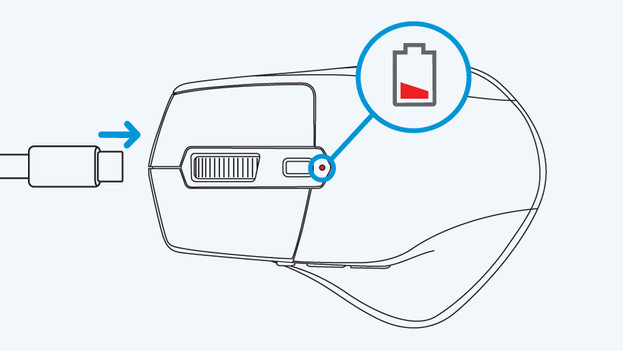 De muis opladen via usb C kabel