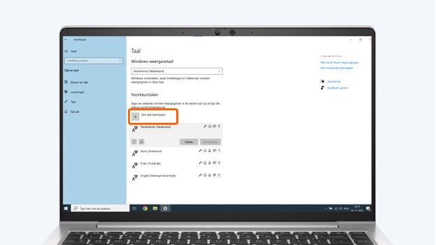 Regio en taal instellingen op Windows 10. 