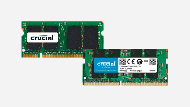 Crucial SODIMM RAM modules geïllustreerd 