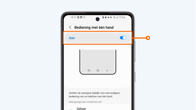 Bediening met 1 hand Samsung smartphone