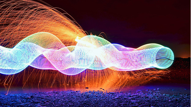 Een lightpainting met verschillende lichtbronnen