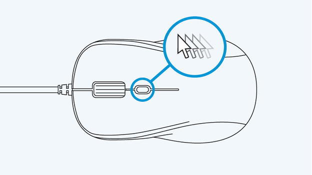 Dpi instellen met knop achter scrollwiel