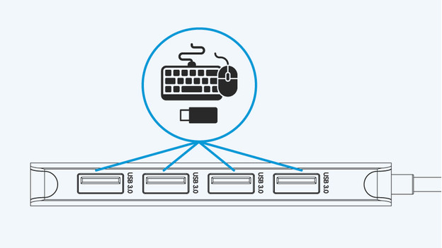 Illustratie usb hub met accessoires