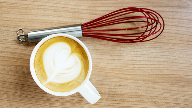 Froth milk with a whisk