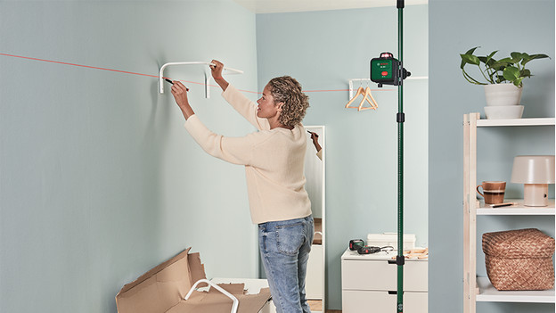 Kruislijnlaser ophangen