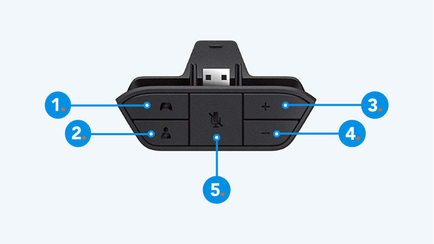 Change the settings with the buttons on your Xbox One stereo headset adapter