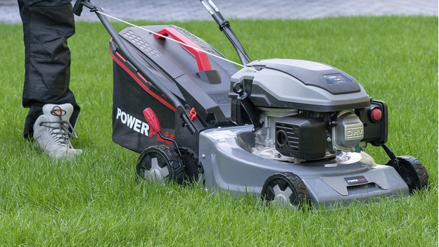 Petrol powered store lawn mowers