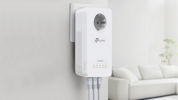 Powerline adapter met 3 netwerkaansluitingen