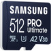 Samsung MicroSDXC PRO Ultimate 512GB 200MB/s + USB lezer rechterkant