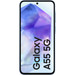 Samsung Galaxy A55 128GB Lichtblauw 5G + Samsung 25 Watt Snellader Zwart voorkant