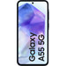 Samsung Galaxy A55 128GB Donkerblauw 5G + Smart View Book Case Zwart voorkant