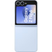 Samsung Galaxy Z Flip 6 256GB Blauw 5G + Samsung Back Cover Kunstleer Grijs achterkant