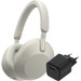 Sony WH-1000XM5 Zilver + BlueBuilt Quick Charge Oplader met Usb A Poort 18W Zwart Main Image