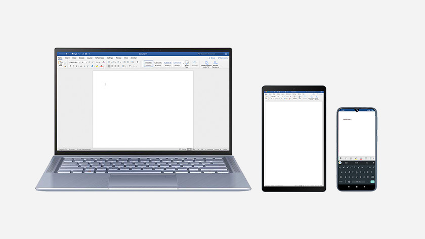 Laptop, smartphone, and tablet.