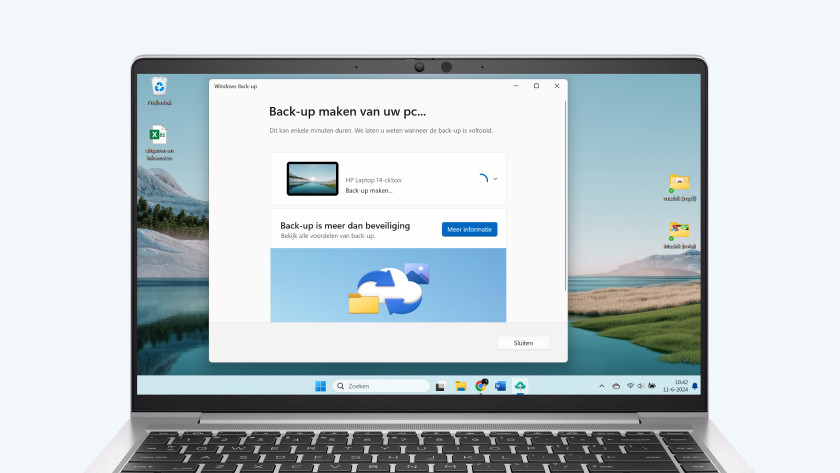 Zet je laptop niet uit voordat de back-up kaar is.