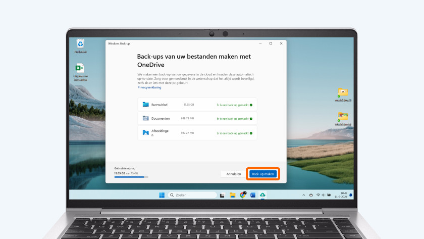 Klik nog een keer op 'Back-up maken'.