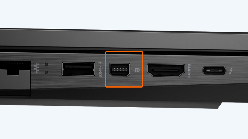 DisplayPort aansluiting op een laptop 