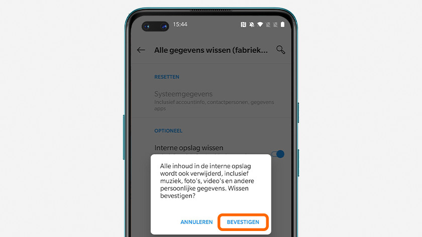 bevestigen reset oneplus