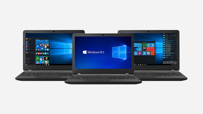 Three Windows laptops side by side