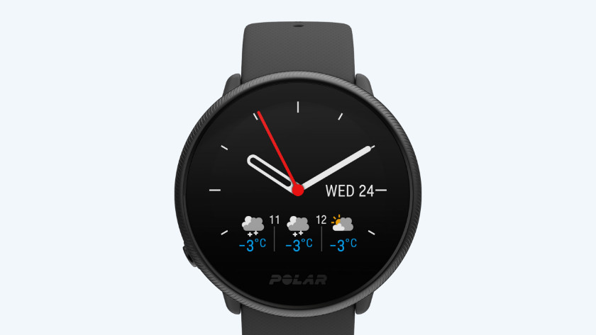 Smartwatch Polar Ignite clock and weather forecast