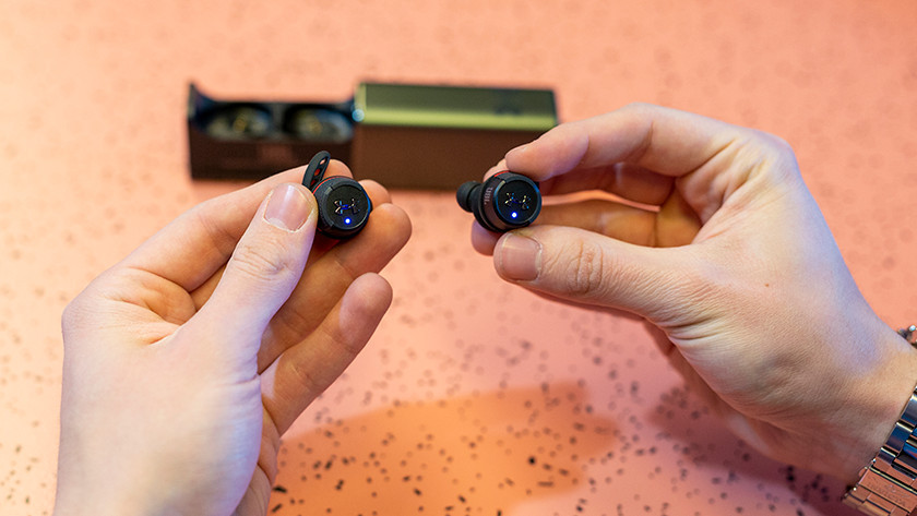 The JBL Wave series of earbuds where a model is highlighted. You control them with the JBL App.