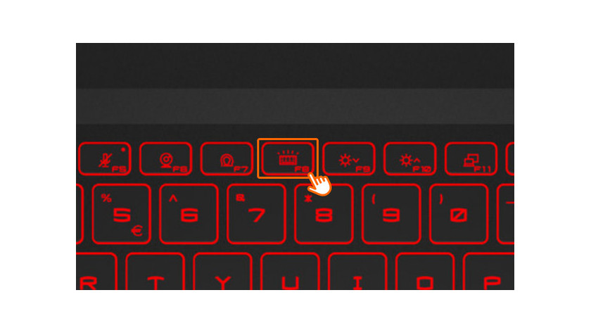 Keyboard backlight button on F8.