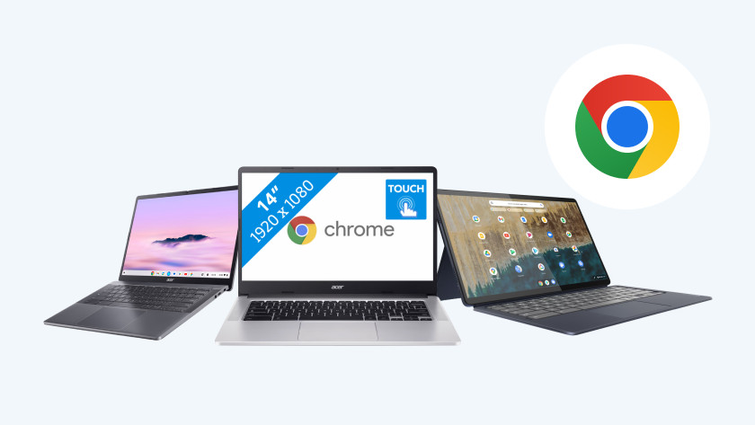 Drie Chromebooks naast elkaar. 