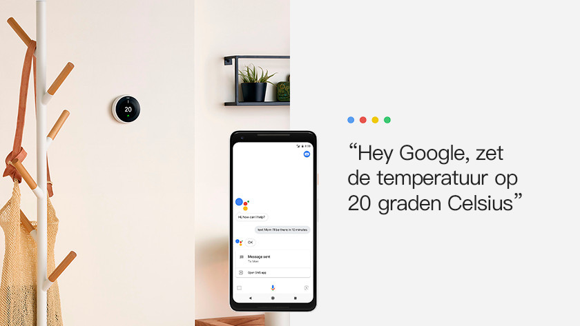 Nest thermostaat en Google Assistent Coolblue Voor 23.59u,