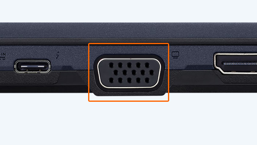 VGA connector on a laptop