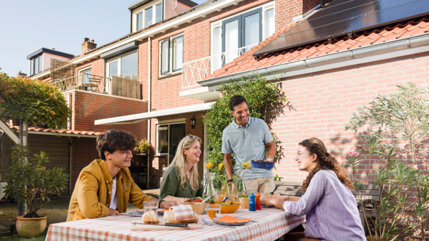 Family having lunch outside